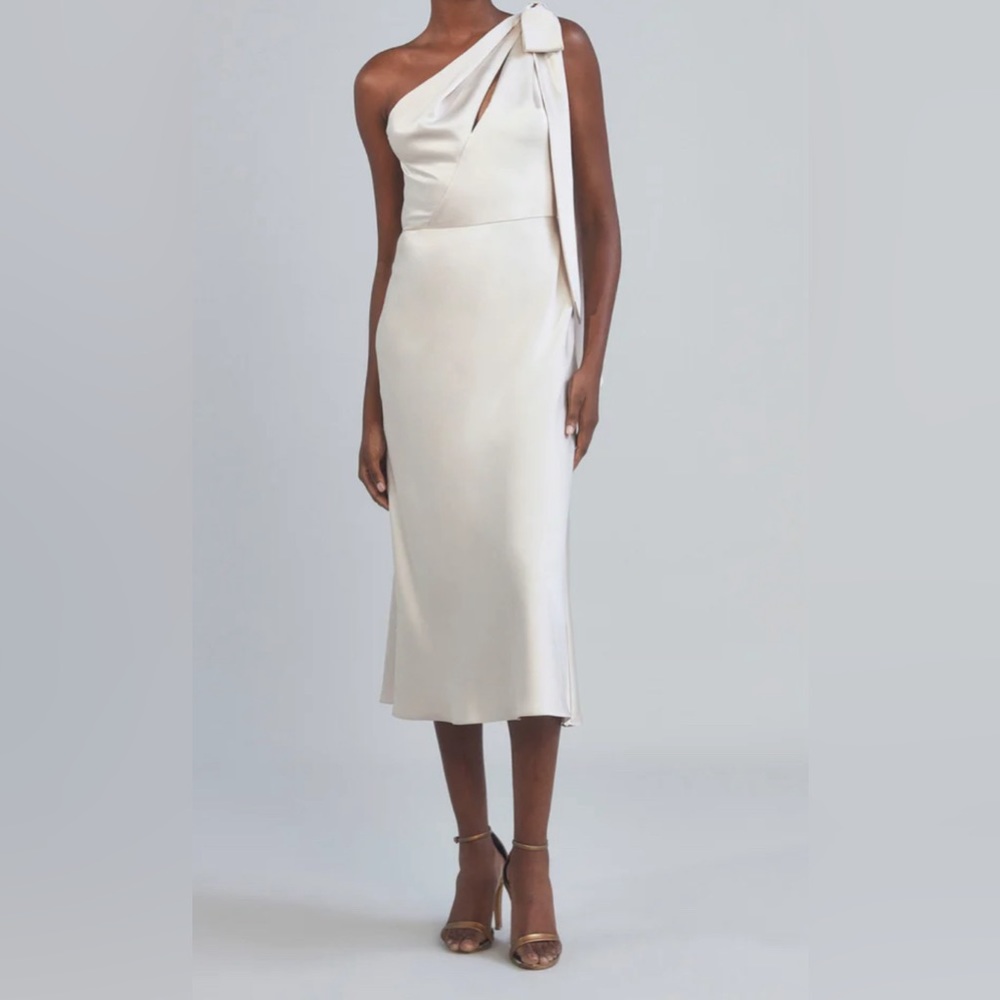 Amsale One-Shoulder Bow Dress - Ivory